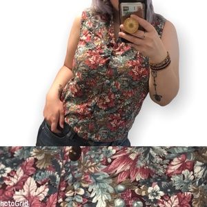 Vintage Handmade Autumn Sleeveless Button Up